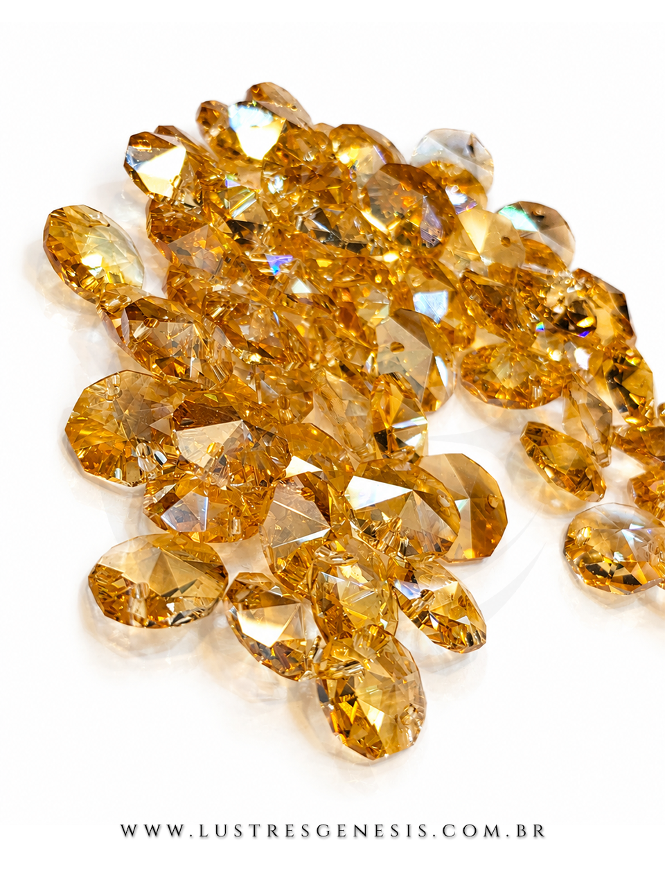 Cristal castanha âmbar K9 multifacetado de 14mm com 2 furos para lustres, feng-shui e artesanato